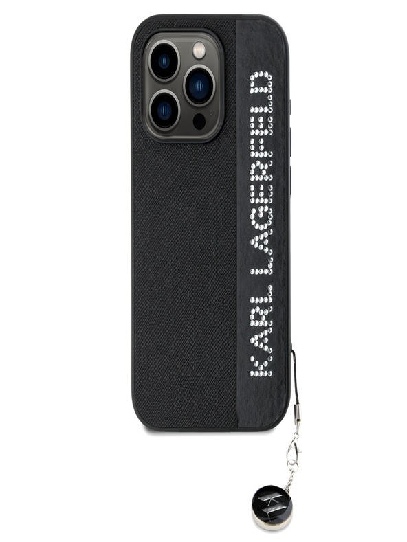 Karl Lagerfeld Karl Lagerfeld PU Saffiano Rhinestone Charm Back Cover za iPhone 15 Pro Max Black