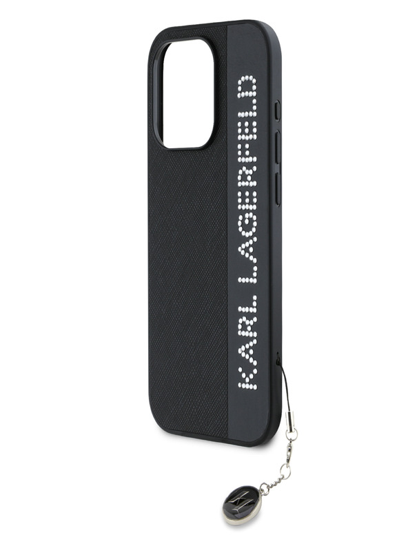Karl Lagerfeld Karl Lagerfeld PU Saffiano Rhinestone Charm Back Cover za iPhone 15 Pro Max Black