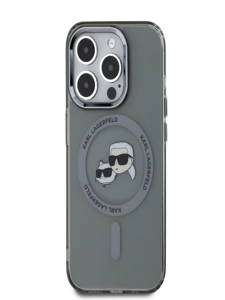 Karl Lagerfeld Karl Lagerfeld IML K&CH Heads Metal Frame MagSafe Back Cover za iPhone 15 Pro Black