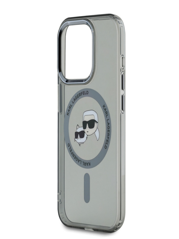 Karl Lagerfeld Karl Lagerfeld IML K&CH Heads Metal Frame MagSafe Back Cover za iPhone 15 Pro Black