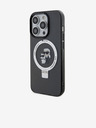 Karl Lagerfeld Ringstand Karl in Choupette MagSafe hrbtni ovitek za iPhone 15 Pro črn Karl Lagerfeld
