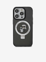 Karl Lagerfeld Ringstand Karl in Choupette MagSafe hrbtni ovitek za iPhone 15 Pro črn Karl Lagerfeld