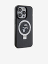 Karl Lagerfeld Ringstand Karl in Choupette MagSafe hrbtni ovitek za iPhone 15 Pro črn Karl Lagerfeld