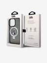 Karl Lagerfeld Ringstand Karl in Choupette MagSafe hrbtni ovitek za iPhone 15 Pro črn Karl Lagerfeld