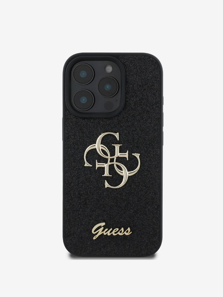 Guess Guess PU Fixed Glitter 4G Metal Logo Back Cover za iPhone 16 Pro Max Black