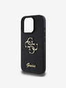 Guess Guess PU Fixed Glitter 4G Metal Logo Back Cover za iPhone 16 Pro Max Black