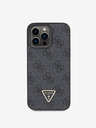 Guess PU 4G Strass Triangle Metal Logo Zadní Kryt pro iPhone 15 Pro Max Black Ovitek za telefon