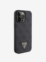 Guess PU 4G Strass Triangle Metal Logo Zadní Kryt pro iPhone 15 Pro Max Black Ovitek za telefon
