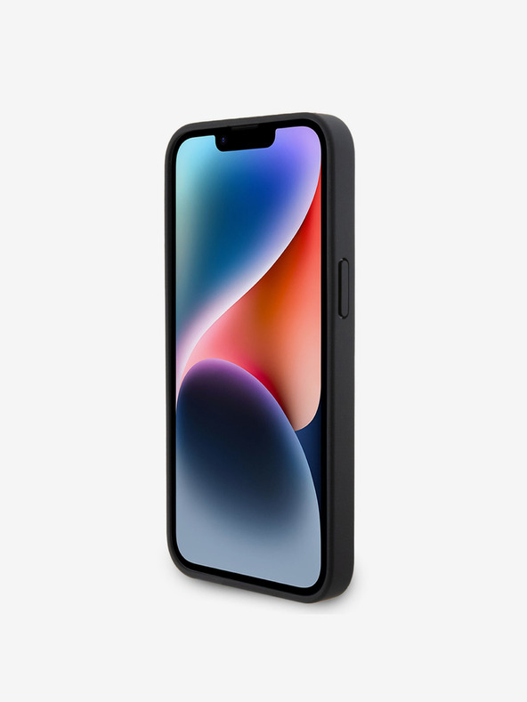 Guess PU 4G Strass Triangle Metal Logo Zadní Kryt pro iPhone 15 Pro Max Black Ovitek za telefon