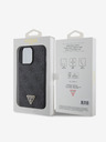 Guess PU 4G Strass Triangle Metal Logo Zadní Kryt pro iPhone 15 Pro Max Black Ovitek za telefon