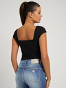 Guess Črna Ženska rebrasta oprijeta majica z lokom Guess Valeriana