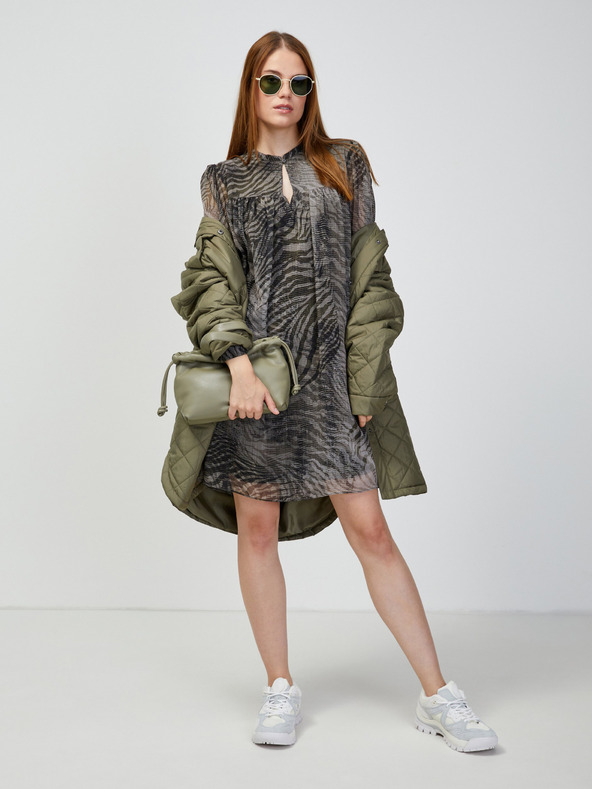 Guess Siva vzorčasta obleka Guess Morgane