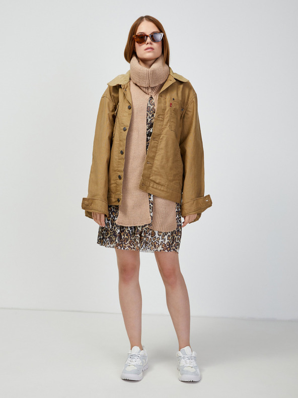 Guess Rjava obleka z živalskim potiskom Guess Enora