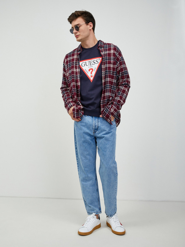 Guess Temno modra moška srajca z dolgimi rokavi Guess Audley