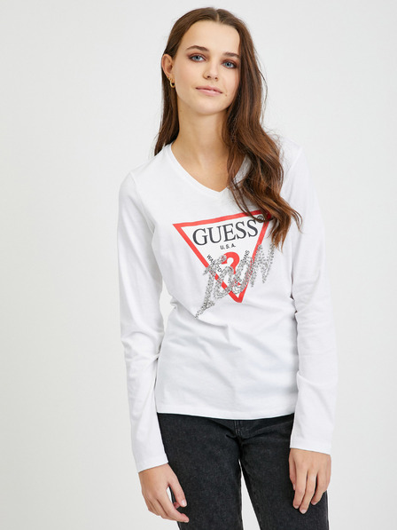 Guess Bela ženska majica z dolgimi rokavi Guess Icon