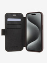Guess Guess PU usnje 4G kovinski logotip knjižni ovitek za iPhone 15 Pro Max Brown