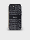 DKNY PU usnje Ponavljajoči se vzorec Tonalni črtasti zadnji ovitek za iPhone 14 Black DKNY