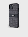 DKNY PU usnje Ponavljajoči se vzorec Tonalni črtasti zadnji ovitek za iPhone 14 Black DKNY