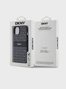 DKNY PU usnje Ponavljajoči se vzorec Tonalni črtasti zadnji ovitek za iPhone 14 Black DKNY