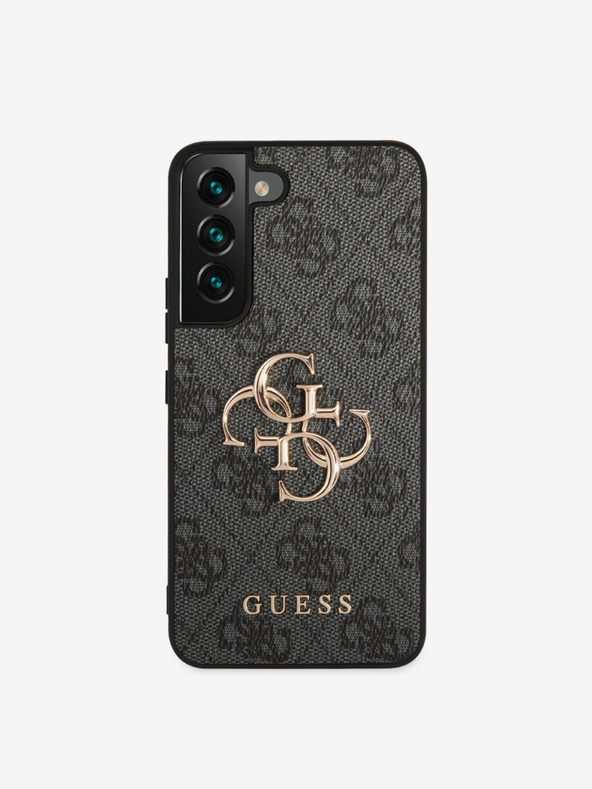 Guess PU 4G Metal Logo Zadní Kryt pro Samsung Galaxy S23 Grey Ovitek za telefon