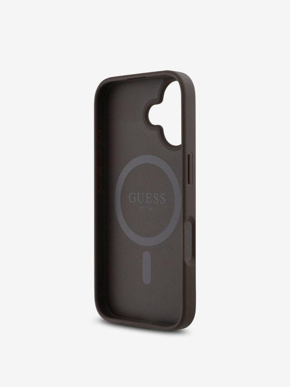 Guess Guess PU 4G Small Metal Logo MagSafe Back Cover za iPhone 16 Brown