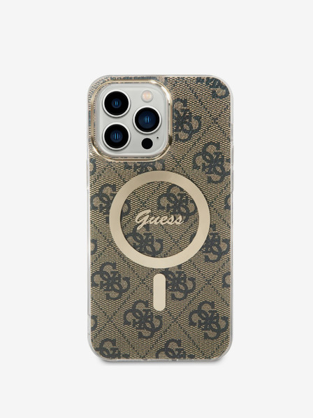 Guess Guess IML 4G MagSafe hrbtni ovitek za iPhone 14 Pro Max Brown