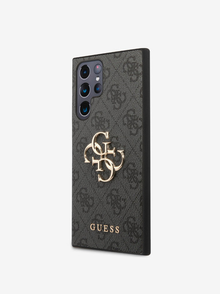 Guess PU 4G Metal Logo Zadní Kryt pro Samsung Galaxy S23 Ultra Grey Ovitek za telefon