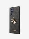 Guess PU 4G Metal Logo Zadní Kryt pro Samsung Galaxy S23 Ultra Grey Ovitek za telefon
