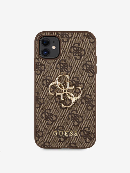 Guess Guess PU 4G kovinski zadnji ovitek z logotipom za iPhone 11 Brown