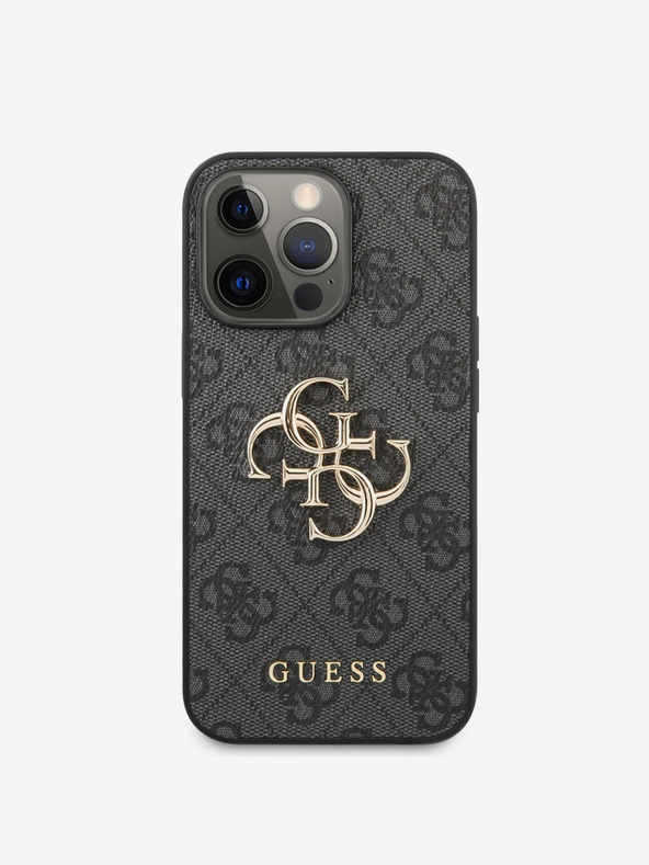Guess Guess PU 4G kovinski zadnji ovitek z logotipom za iPhone 13 Pro Max Grey