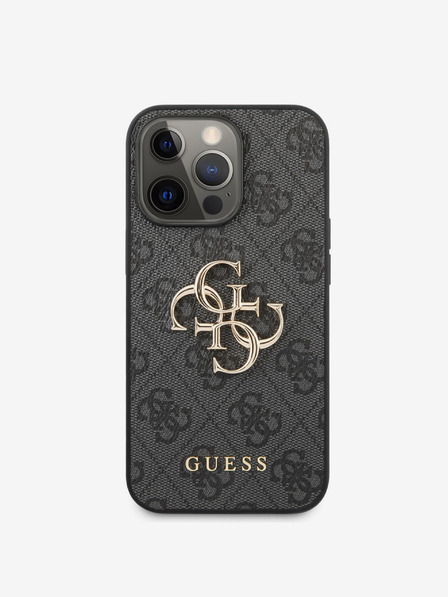 Guess Guess PU 4G kovinski zadnji ovitek z logotipom za iPhone 13 Pro Max Grey