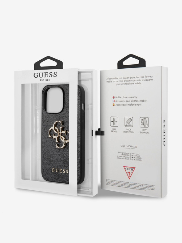 Guess Guess PU 4G kovinski zadnji ovitek z logotipom za iPhone 13 Pro Max Grey