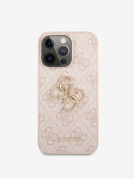 Guess Guess PU 4G kovinski zadnji ovitek z logotipom za iPhone 13 Pro roza