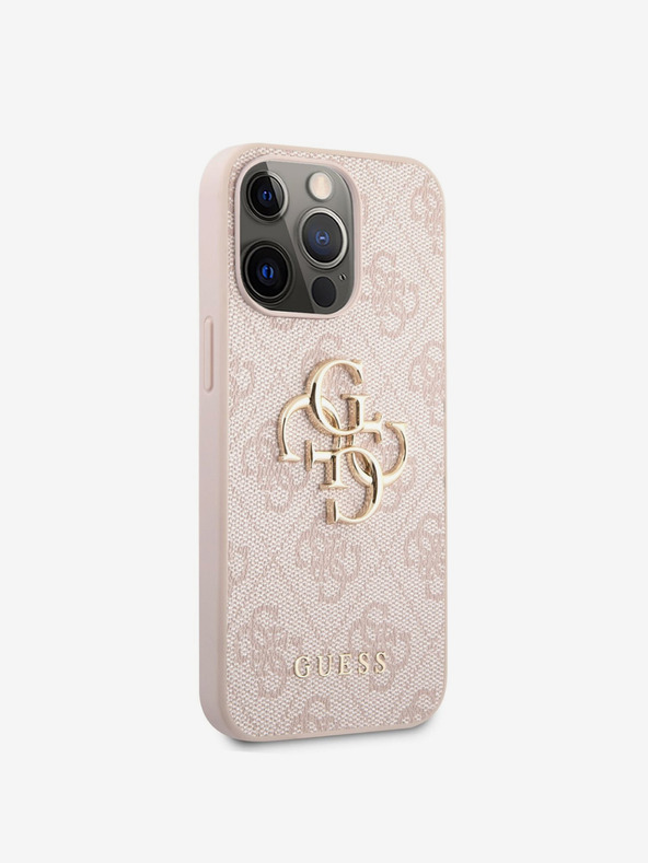 Guess Guess PU 4G kovinski zadnji ovitek z logotipom za iPhone 13 Pro roza