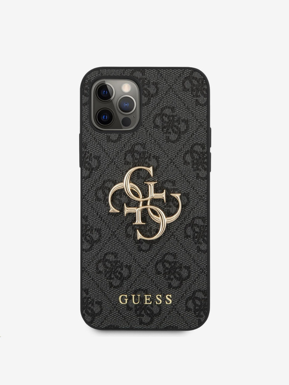Guess Guess PU 4G Metal Logo hrbtni ovitek za iPhone 12 Pro Max Grey