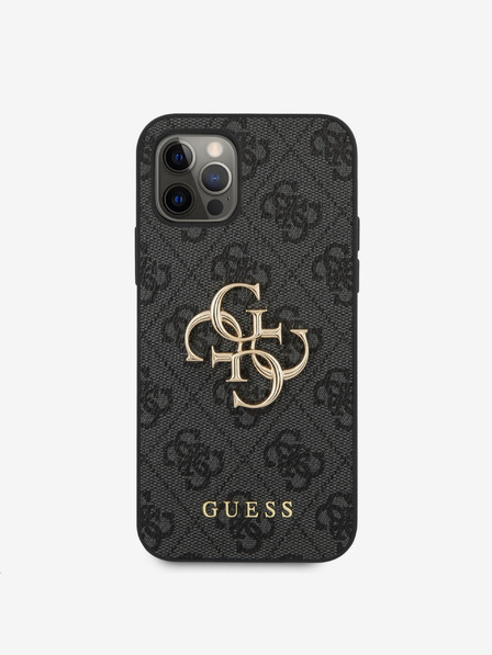 Guess Guess PU 4G Metal Logo hrbtni ovitek za iPhone 12 Pro Max Grey