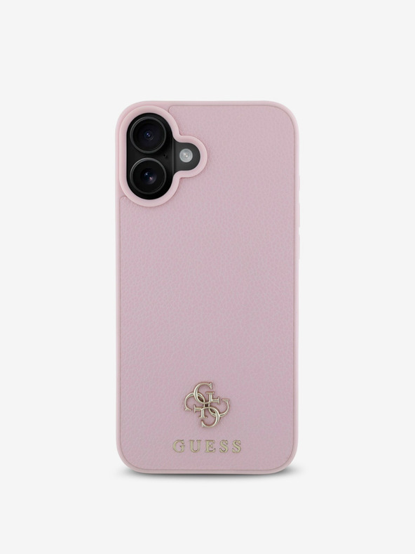 Guess Guess PU Grained 4G Small Metal Logo MagSafe hrbtni ovitek za iPhone 16 Pink