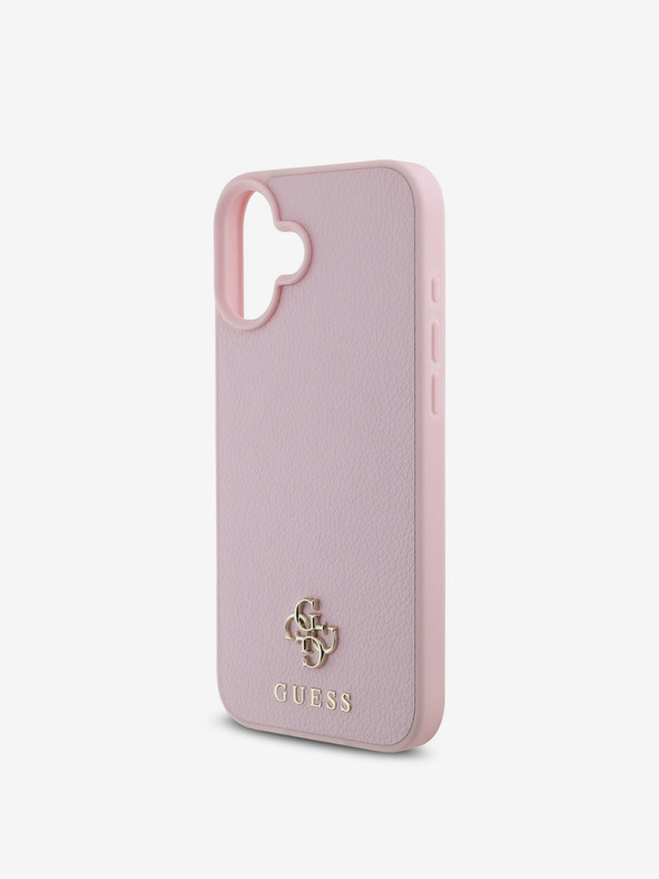 Guess Guess PU Grained 4G Small Metal Logo MagSafe hrbtni ovitek za iPhone 16 Pink