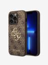 Guess PU 4G Metal Logo Zadní Kryt pro iPhone 15 Pro Max Brown Ovitek za telefon