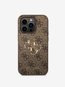 Guess PU 4G Metal Logo Zadní Kryt pro iPhone 15 Pro Max Brown Ovitek za telefon