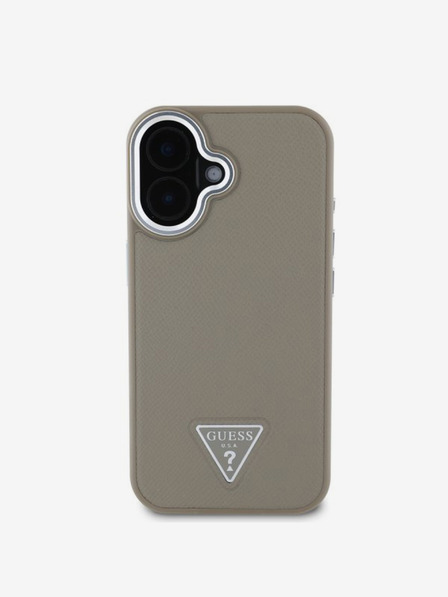 Guess Guess PU Grained Triangle Logo Back Cover za iPhone 16 Brown