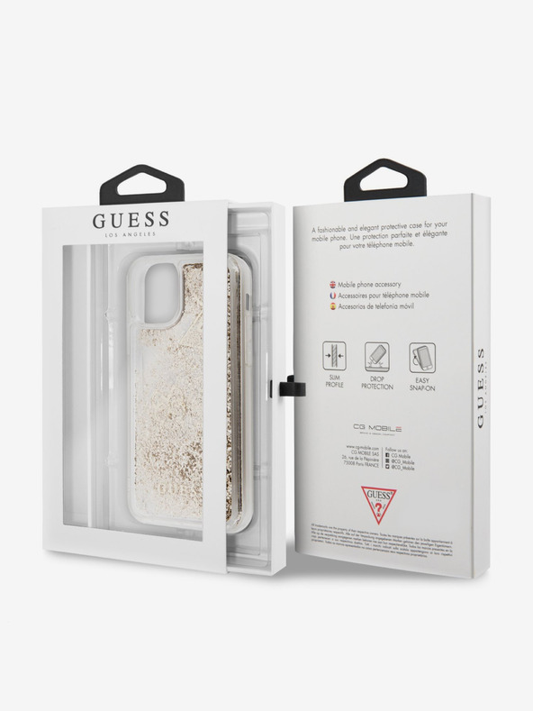 Guess Glitter Hearts Zadní Kryt pro iPhone 11 Gold Ovitek za telefon
