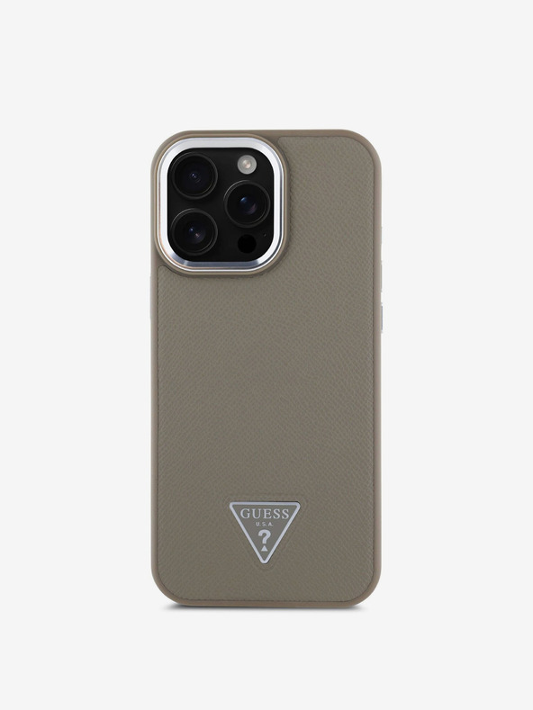 Guess Guess PU Grained Triangle Logo Back Cover za iPhone 16 Pro Brown