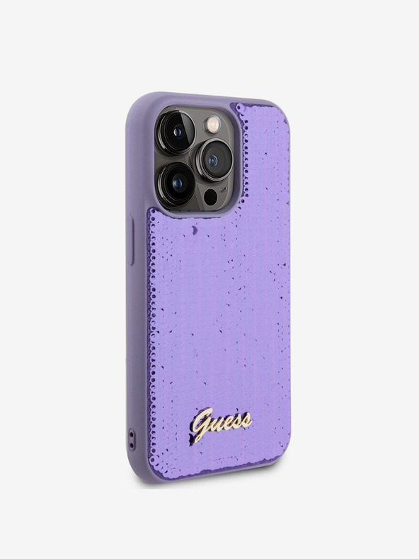 Guess Guess Sequin Script Logo zadnji ovitek za iPhone 14 Pro Purple