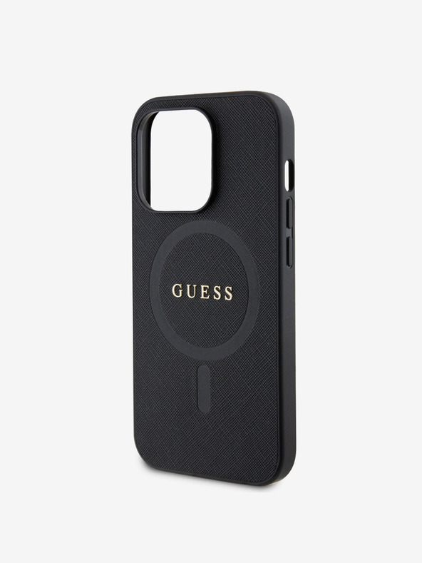 Guess PU Saffiano MagSafe Zadní Kryt pro iPhone 15 Pro Max Black Ovitek za telefon