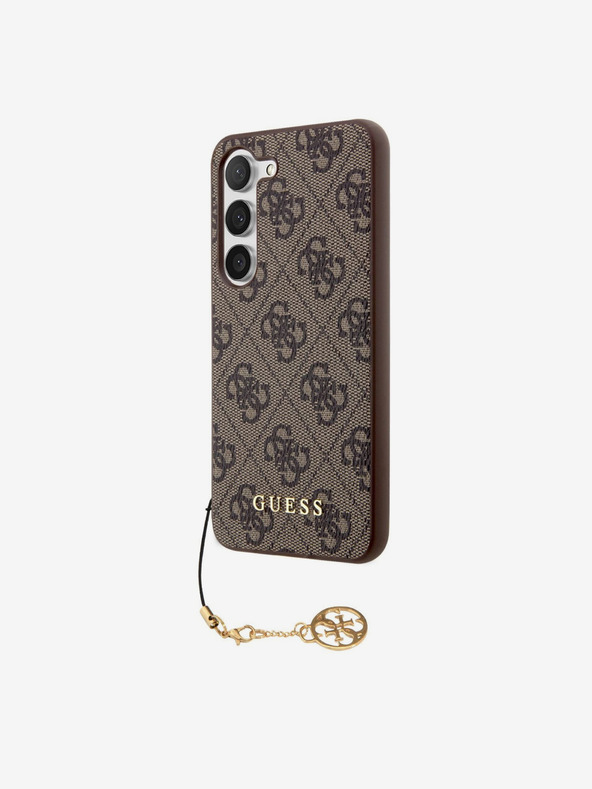 Guess Guess 4G hrbtni ovitek s šarmom za Samsung Galaxy S23 Brown Brown