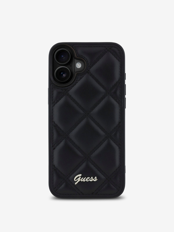 Guess Guess PU usnjeni prešiti zadnji ovitek za iPhone 16 Plus črn