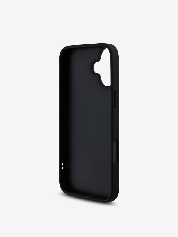 Guess Guess PU usnjeni prešiti zadnji ovitek za iPhone 16 Plus črn