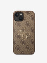Guess Guess PU 4G kovinski logotip hrbtni ovitek za iPhone 14 rjav