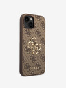 Guess Guess PU 4G kovinski logotip hrbtni ovitek za iPhone 14 rjav